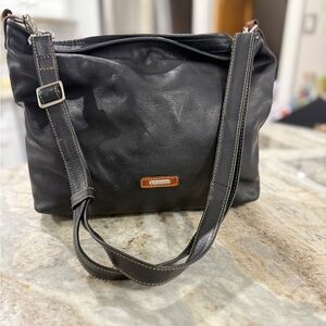 Gorgeous EUC Berba pebbled leather bag in black stunning leather stars